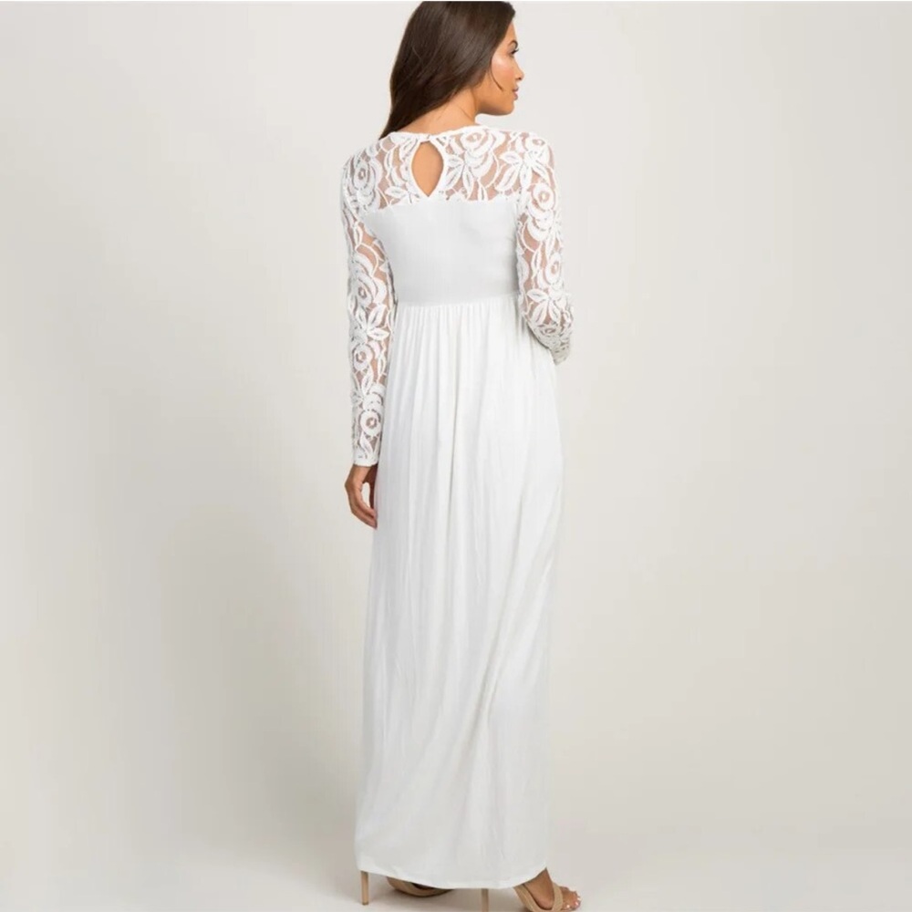 PinkBlushMaternity Lace Maxi Maternity Gown Dress
